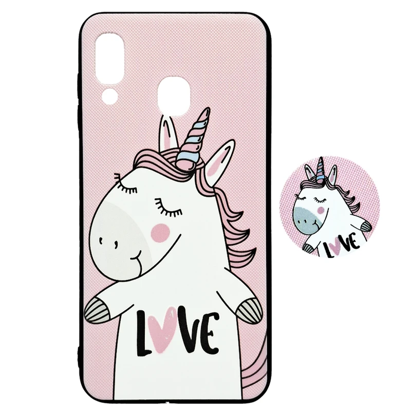 کاور مدل تک شاخ لاو مناسب برای گوشی موبایل سامسونگ Galaxy A20/A30/M10s به همراه پاپ سوکت