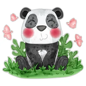 استیکر دیواری کودک مدل پاندا کوچولو و پروانه ها کد PB