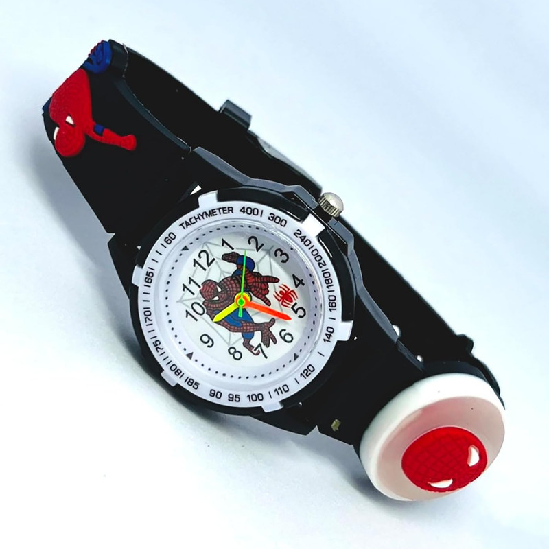 ساعت مچی عقربه ای پسرانه مدل چراغدار بند سیلیکونی ضد حساسیت طرح مرد عنکبوتی کد 2 ساعت مچی عقربه ای پسرانه مدل چراغدار بند سیلیکونی ضد حساسیت طرح مرد عنکبوتی کد 2