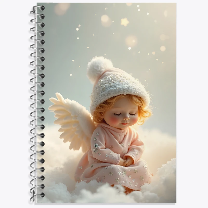 دفتر زبان 50 برگ خندالو مدل دو خط طرح فرشته ی کیوت کد F8260