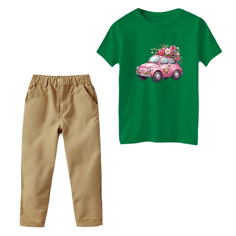 ست تی‌شرت و شلوار دخترانه مدل فولوکس کد 2 رنگ سبز