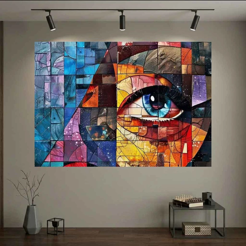 پوستر طرح  نقاشی هنری مدل چهره موزاییکی 1 کد DV.1449