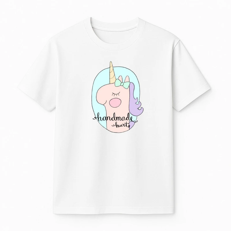 تی‌شرت آستین کوتاه دخترانه مدل اسب تکشاخ 