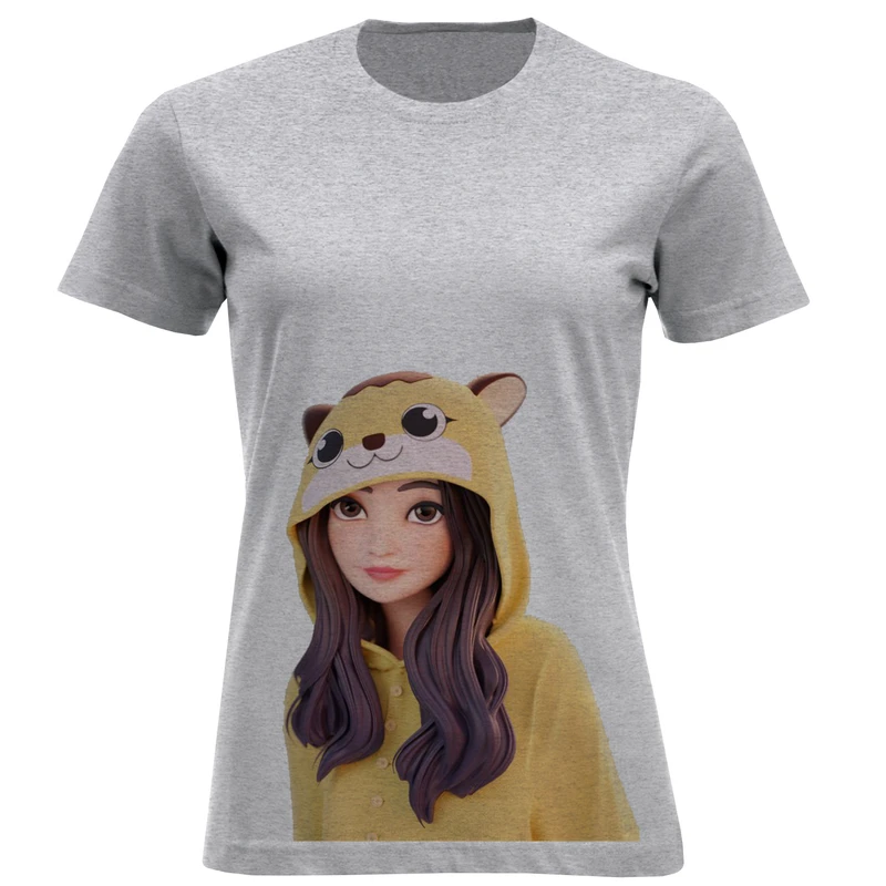 تیشرت آستین کوتاه زنانه طرح دختر کد W243