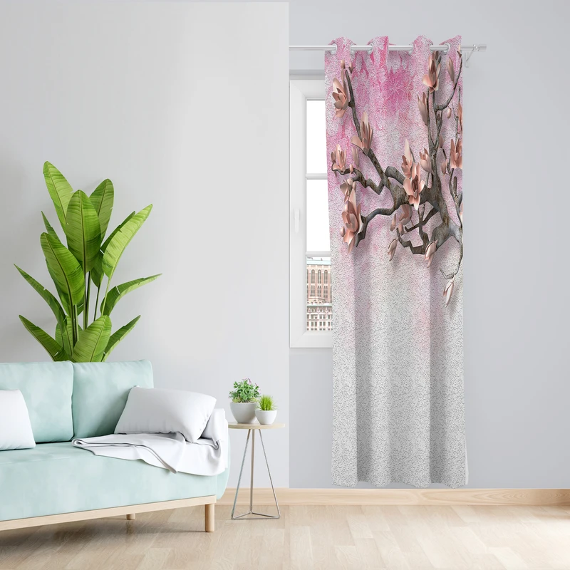 پرده طرح شکوفه مدل مخمل پانچی کد 2548 z سایز 140x200 سانتی متر