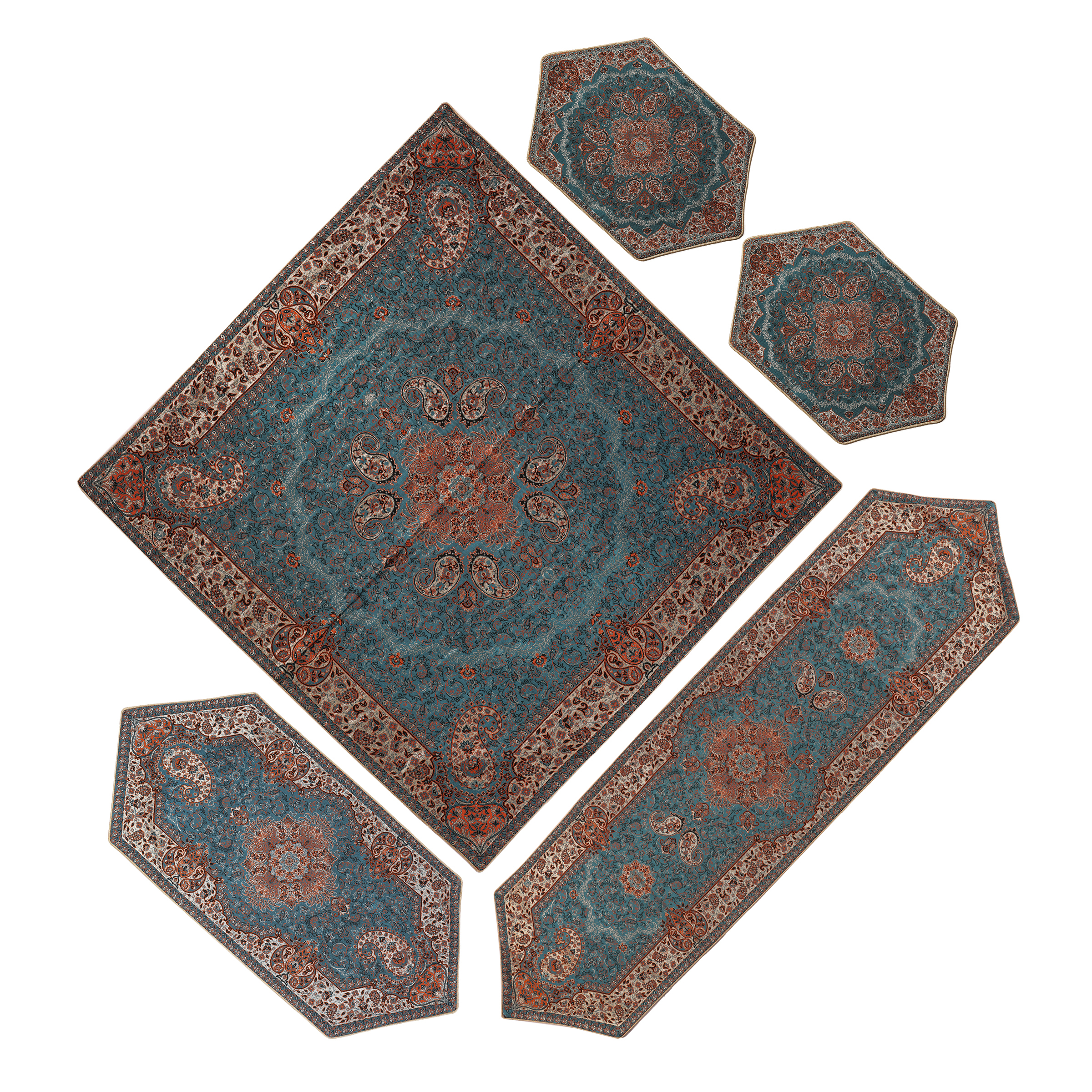 ست 5 تیکه رومیزی ترمه رضایی مدل هامون