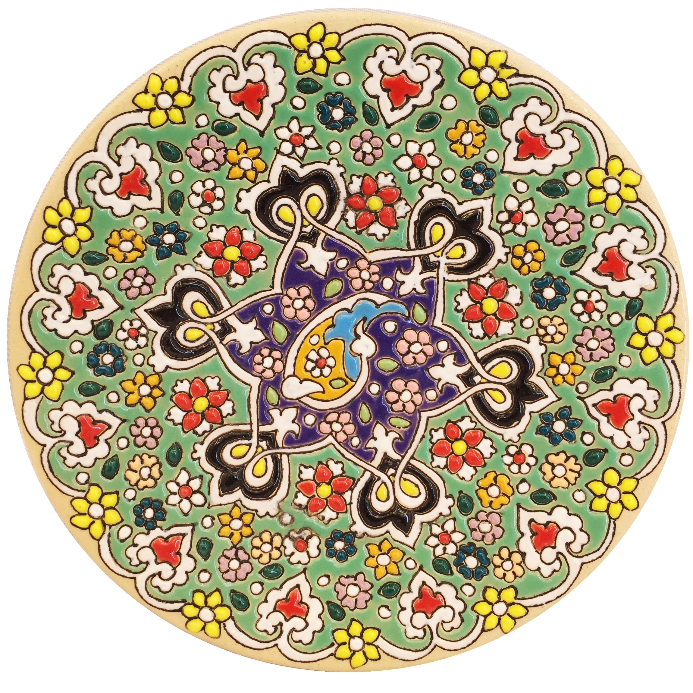 بشقاب میناکاری سفالی زمانیان کد ZMN15048