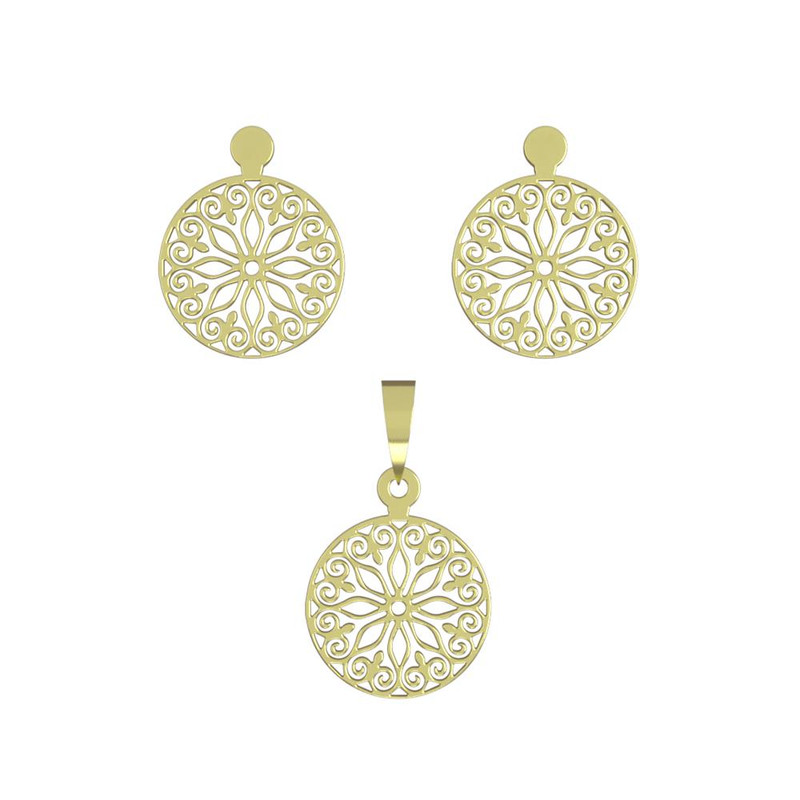 نیم ست طلا 18 عیار زنانه مدوپد مدل هندسی کد NA13180