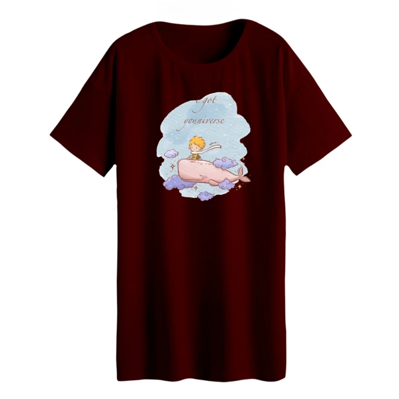 تی شرت لانگ زنانه مدل شازده کوچولو و نهنگ