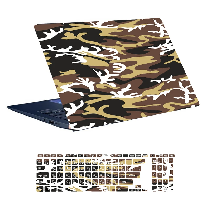 استیکر لپ تاپ توییجین و موییجین طرح Military کد 30 مناسب برای لپ تاپ 15.6 اینچ به همراه برچسب حروف فارسی کیبورد 