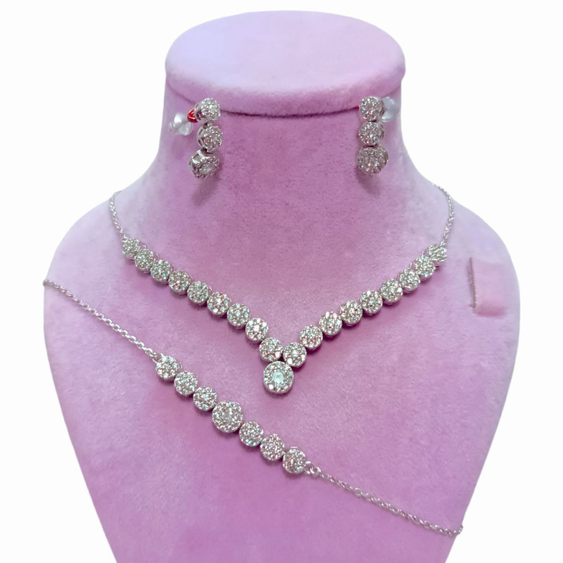 نیم ست نقره زنانه مدل یاقوت کد Rdeh-081