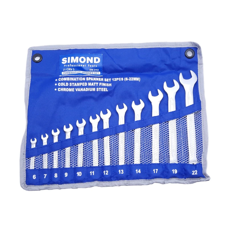 آچار یکسر تخت و یکسر رینگی سیموند مدل 6M-22M مجموعه 12 عددی 