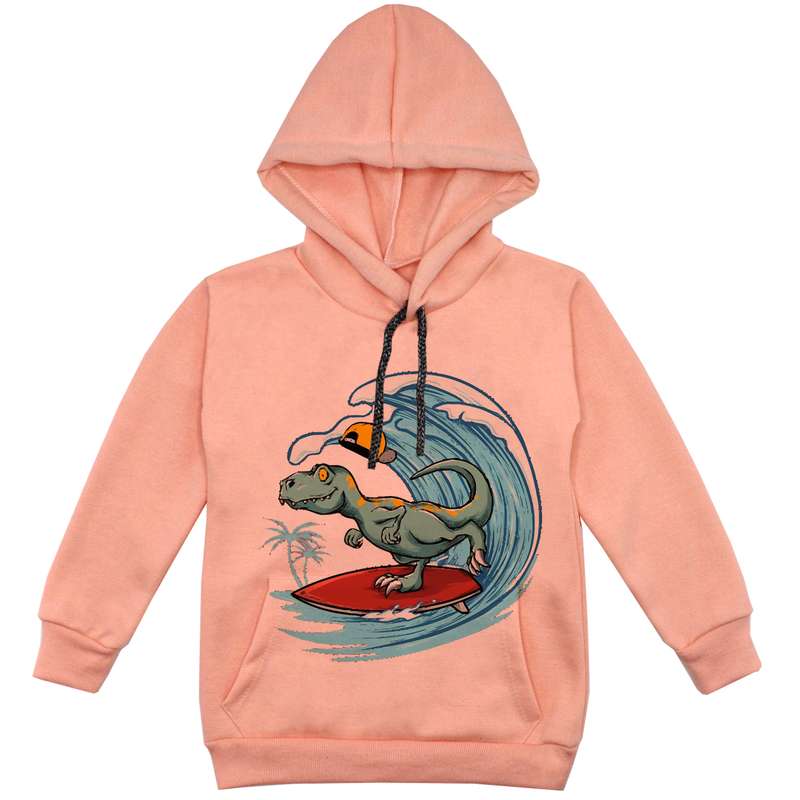 هودی پسرانه مدل دانیاسور موج سوار F49 رنگ گلبهی