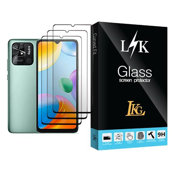 محافظ صفحه نمایش ال کا جی مدل LK Glass MIX003 مناسب برای گوشی موبایل شیائومی Redmi 10C بسته سه عددی