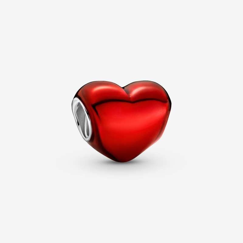 آویز دستبند و گردنبند نقره زنانه پاندورا مدل Metallic Red Heart 