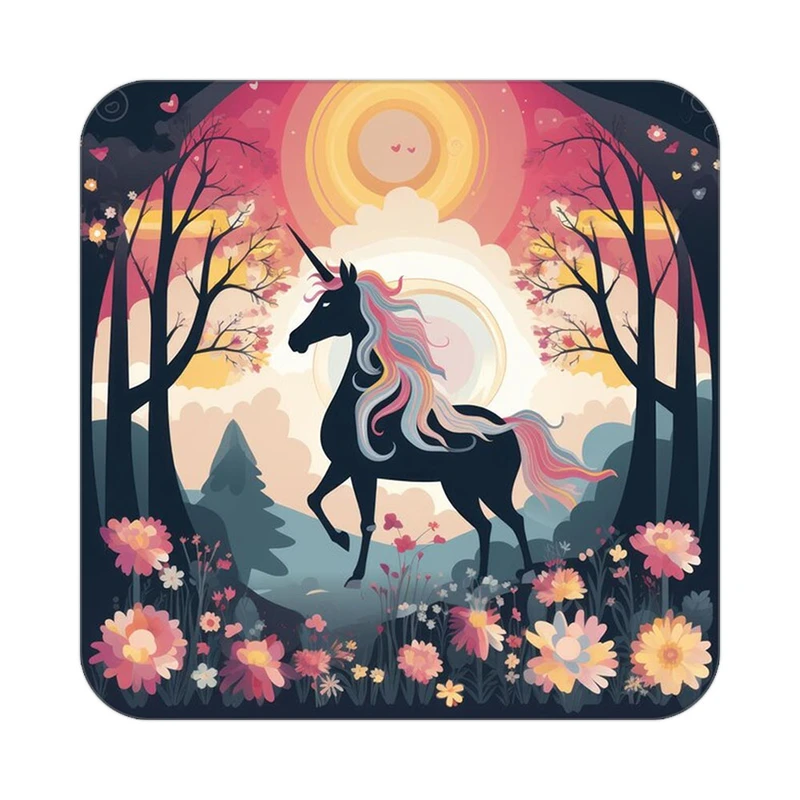 زیر لیوانی کاکتی طرح اسب تک شاخ و یونیکورن مدل mp31653