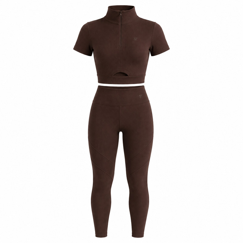 ست ورزشی زنانه تی شرت و لگینگ فلامنت با زیپ مدل N08