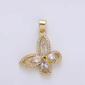 آویز گردنبند طلا 18 عیار زنانه قیراط طرح پروانه کد GH2586