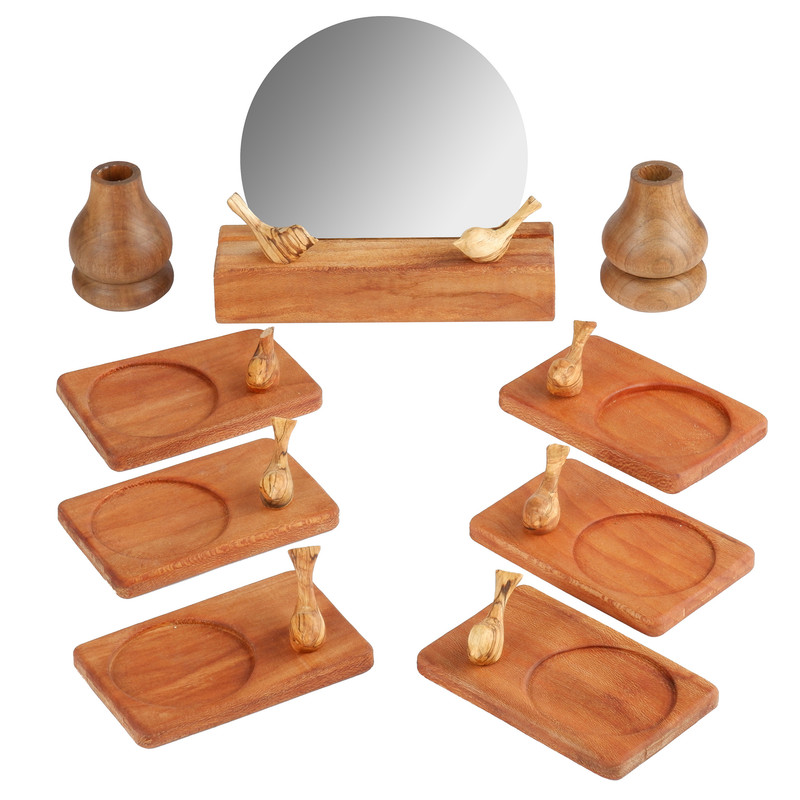 مجموعه ظروف هفت سین 9 پارچه مدل چوبی کد 04