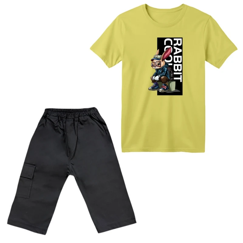 ست تی‌شرت آستین کوتاه و شلوارک پسرانه مدل خرگوش کد ۱۱