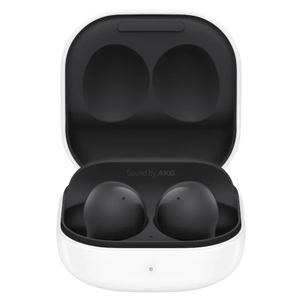 هدفون بلوتوثی سامسونگ مدل Galaxy Buds 2 با نویز کنسلینگ فعال (ANC)، درگاه شارژ USB Type-C، دارای میکروفون داخلی و دو میکروفون خارجی، مقاوم در برابر رطوبت و عرق