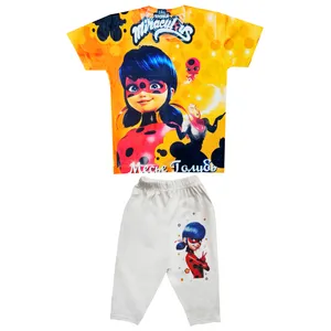 ست تی شرت و شلوارک دخترانه مدل دختر کفشدوزکی کد XS10