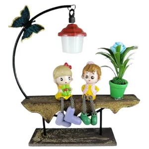 مجسمه مدل نیمکت گلدان چراغدار کد 12241