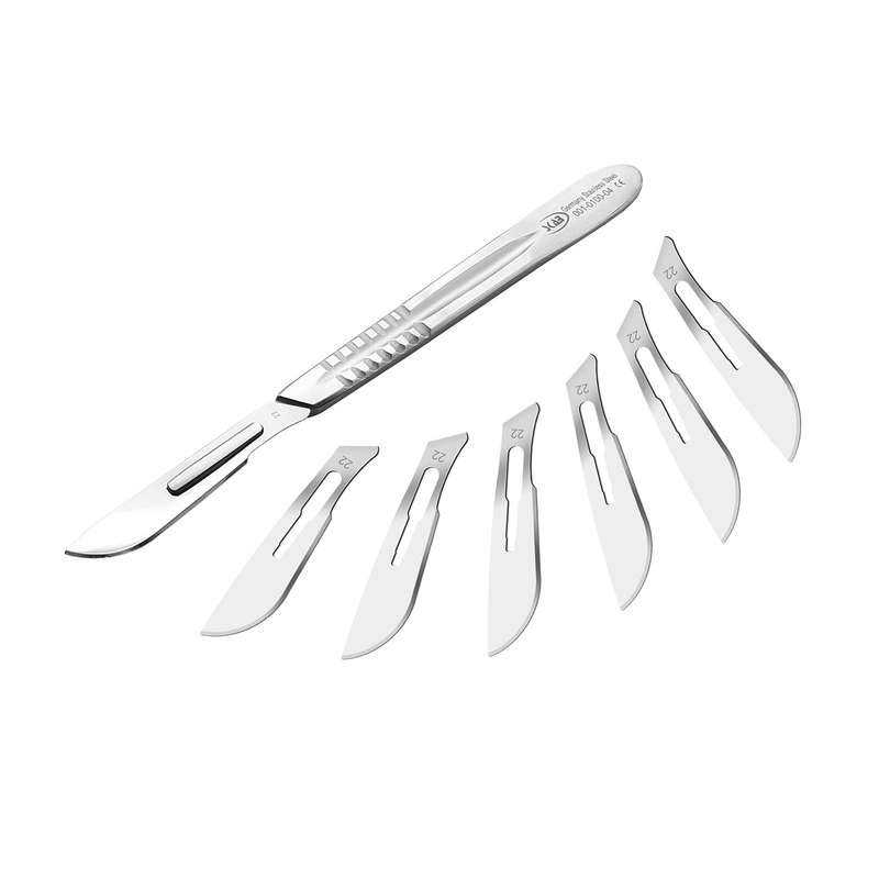 دسته تیغ جراحی اسکاب مدل SKJMRJ002369 شماره 4 به همراه تیغ استل هاینز کد SKJMRJ002369 مجموعه 6 عددی