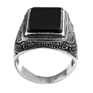انگشتر نقره مردانه مدل عقیق کد MS4053