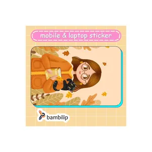 استیکر بامبیلیپ مدل کارت عابر طرح دختر و گربه پاییزی کد 6237591