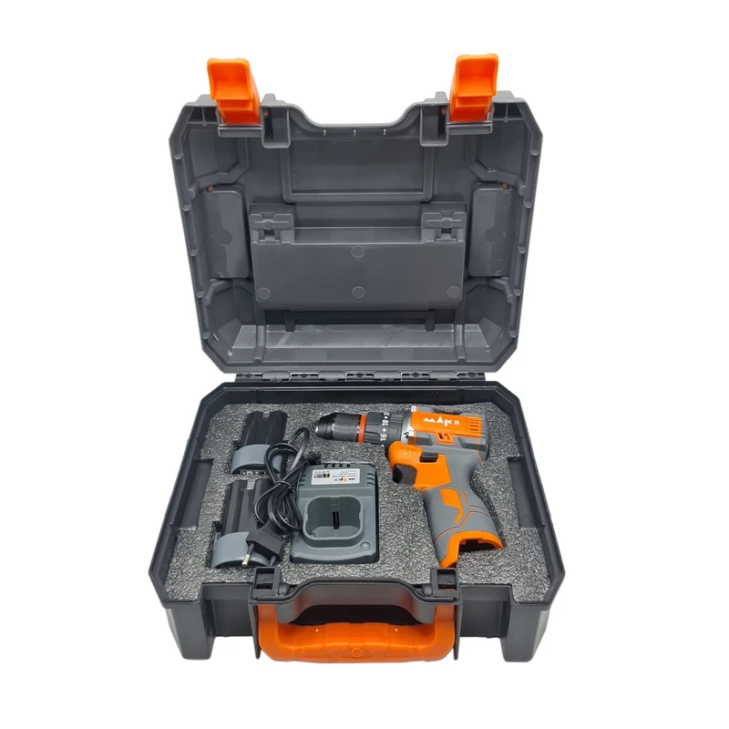 دریل چکشی شارژی براشلس سه نظام 10 میلی متری 16/8 ولت مکث اچ ام تی مدل 16.8V Li_ionمجوعه 5 عددی