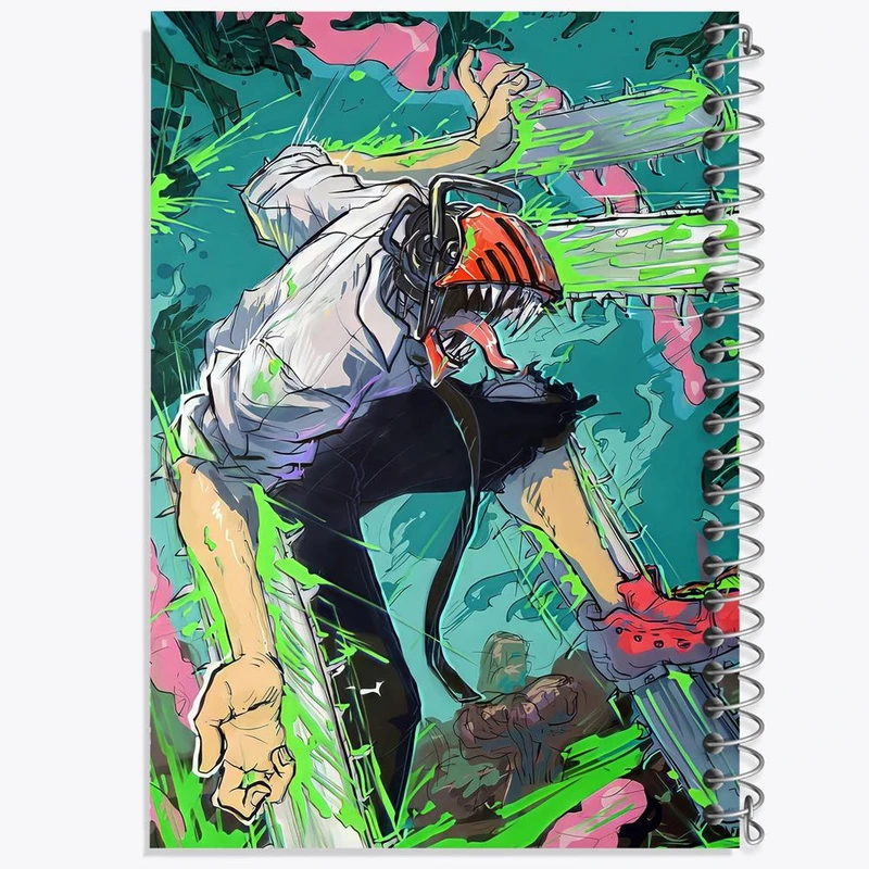 دفتر شطرنجی 50 برگ خندالو طرح دنجی انیمه مرد اره ای Chainsaw Man کد 17894