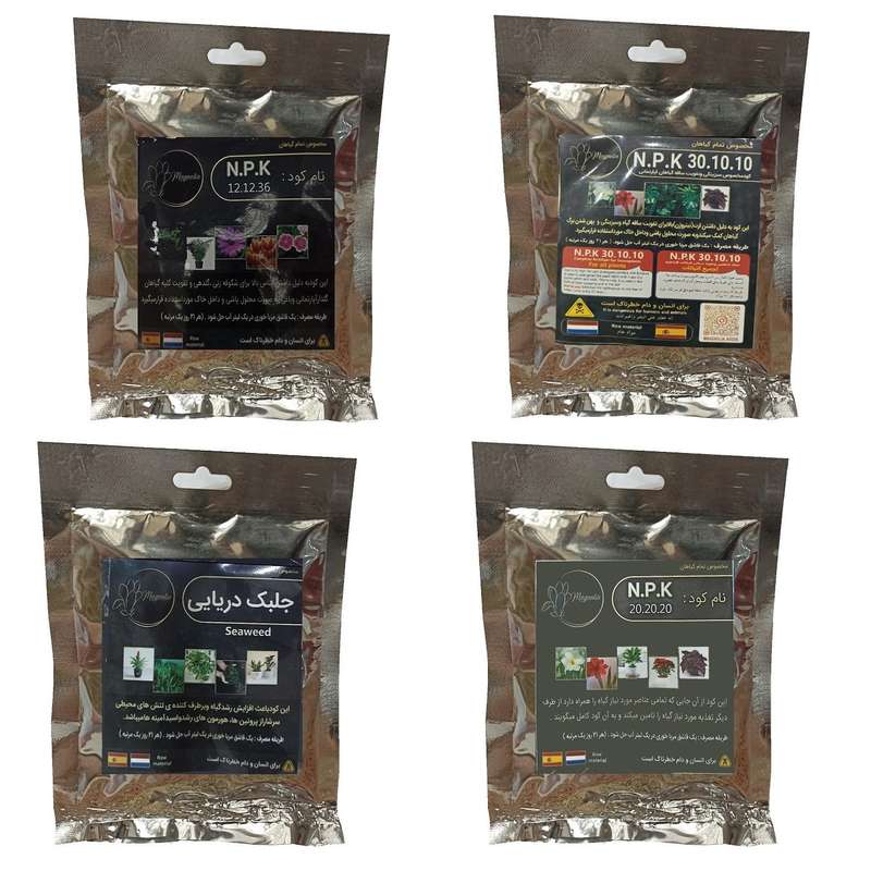 کود گلدهی 36-12-12 و کود کامل 20-20-20 و کود سبزینگی و تقویت ساقه 10-10-30 و جلبک دریایی مدل raw material وزن 200 گرم کود گلدهی 36-12-12 و کود کامل 20-20-20 و کود سبزینگی و تقویت ساقه 10-10-30 و جلبک دریایی مدل raw material وزن 200 گرم
