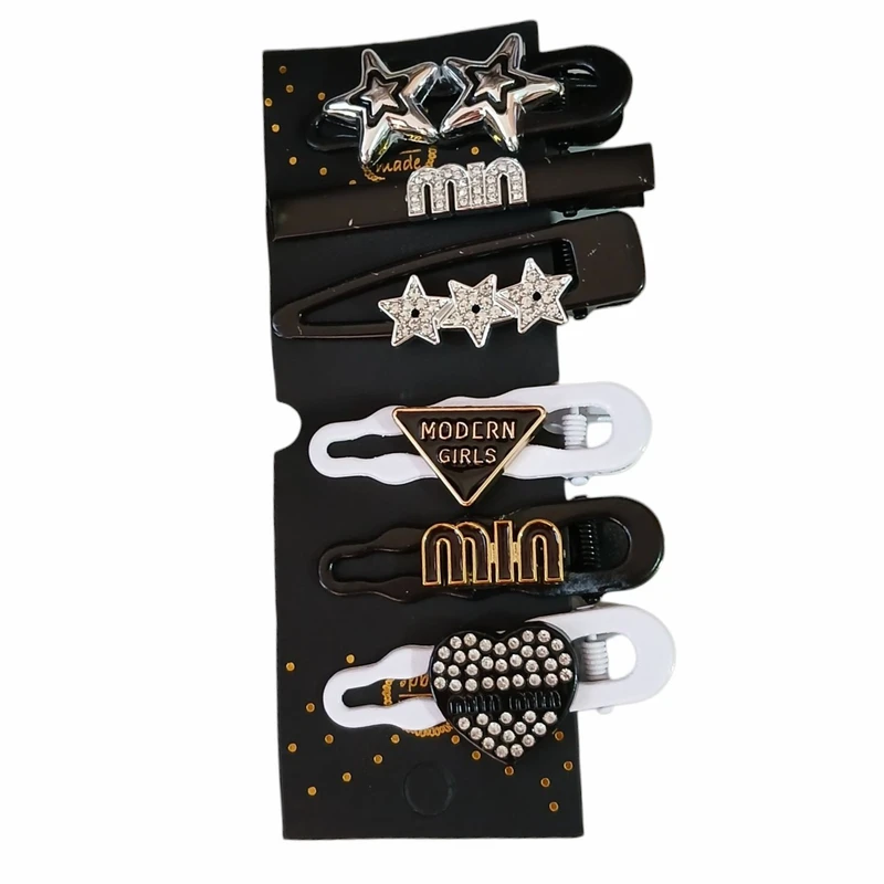 گیره مو زنانه مدل نگین دار بسته 6 عددی