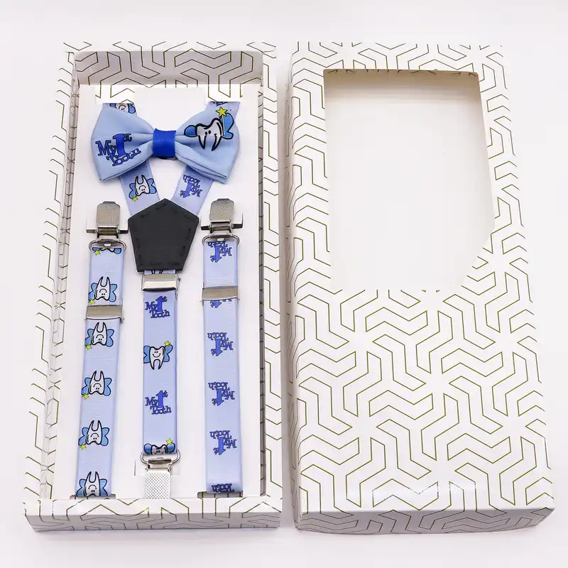 ست ساسبند و پاپیون پسرانه مدل دندونی کد 115