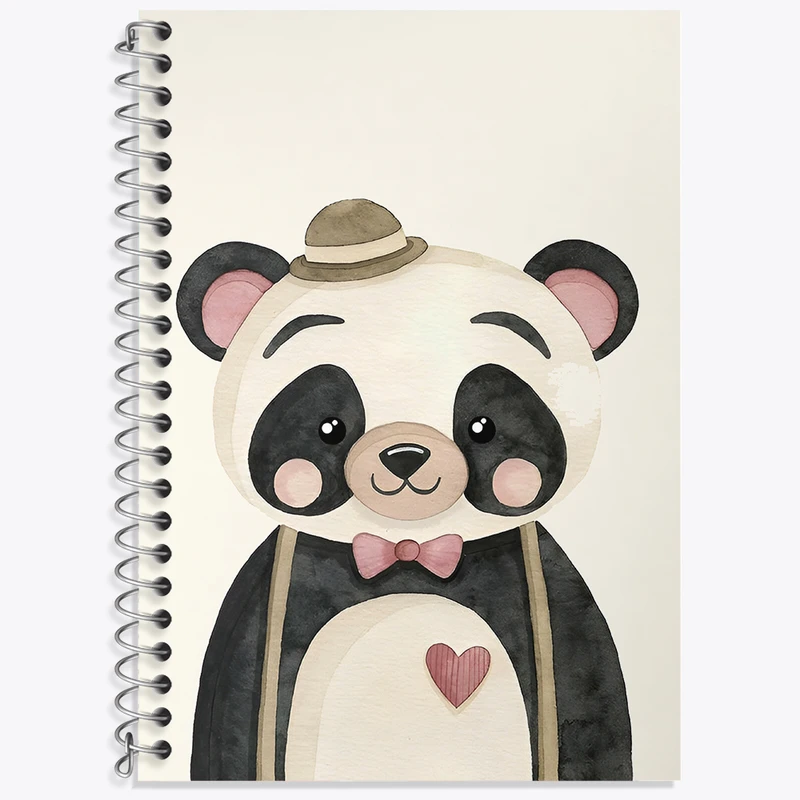 دفتر زبان 50 برگ خندالو مدل دو خط طرح پاندا کیوت کد N4549