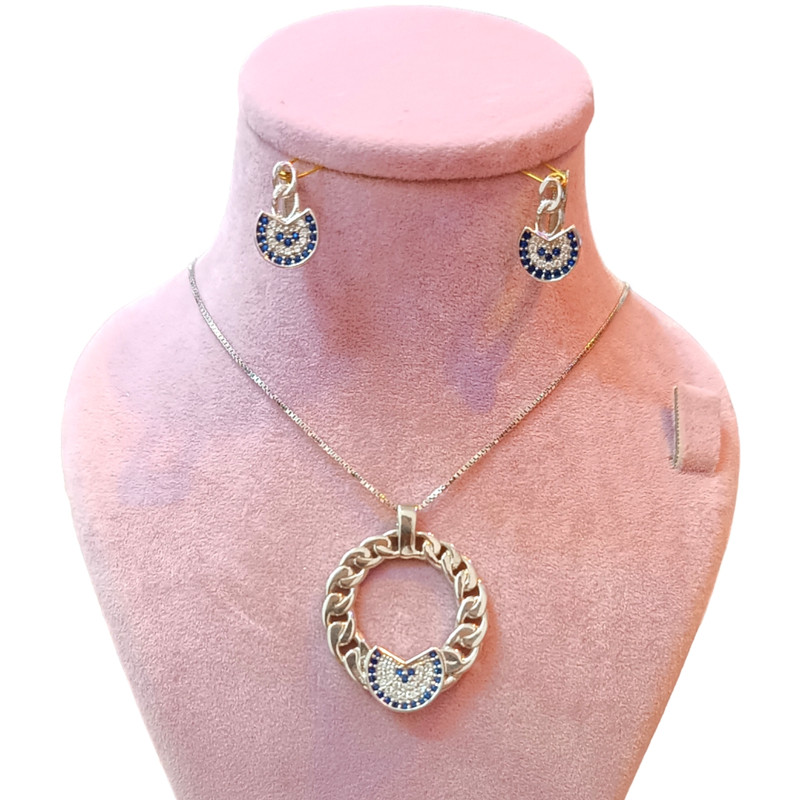 نیم ست نقره زنانه مدل چشم نظر 009