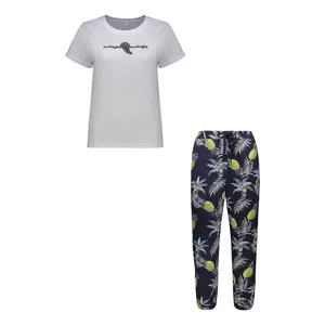 ست تی شرت آستین کوتاه و شلوار زنانه مدل هاوایی