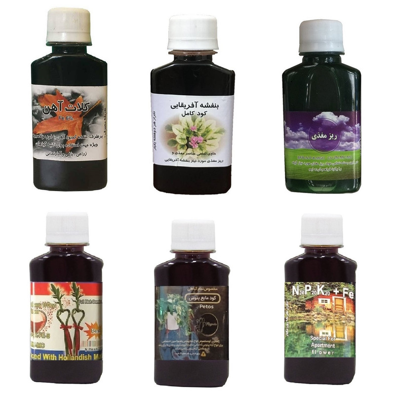 کود مایع کلات آهن و بنفشه آفریقایی و ریز مغذی و بامبو و گیاهان پتوس و سه بیست مدل life drop حجم 120 میلی لیتر