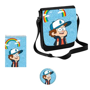 کیف رودوشی مدل آبشار جاذبه کد Gravity Falls به همراه دفتر یادداشت و پیکسل مجموعه 3 عددی