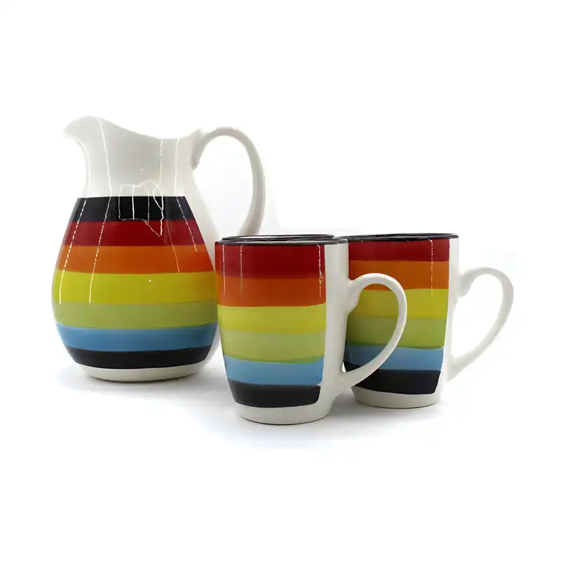 ست 7 تکه پارچ و لیوان سرامیکی مدل رنگین کمان