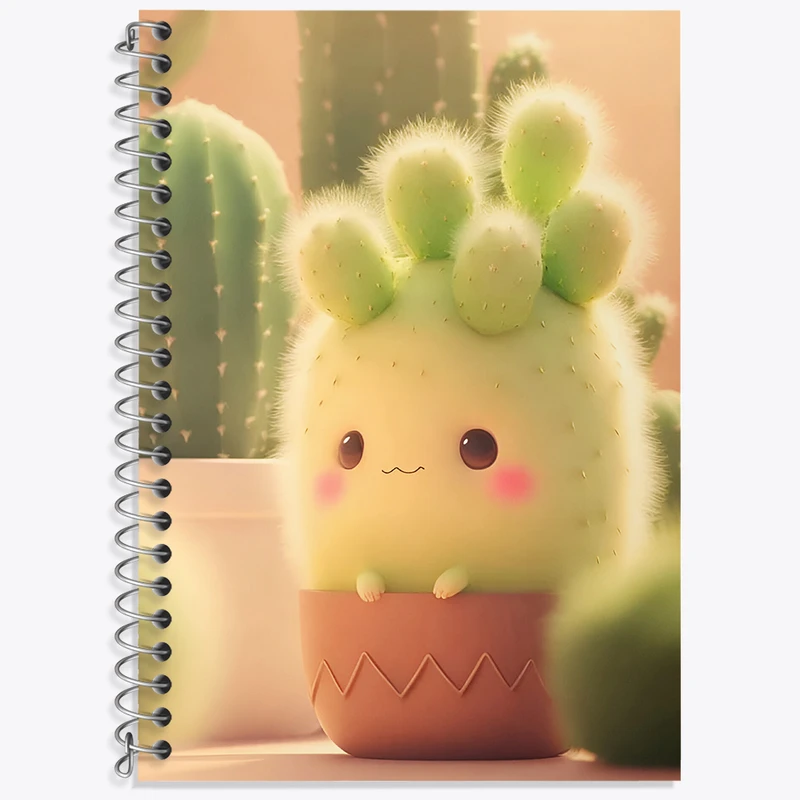 دفتر زبان 50 برگ خندالو مدل دو خط طرح کاکتوس کیوت کد N4070