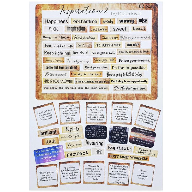 برچسب کاترینکا طرح برش خورده بولت ژورنال و اسکرپ بوک مدل 2 Inspiration بسته 62 عددی برچسب کاترینکا طرح برش خورده بولت ژورنال و اسکرپ بوک مدل 2 Inspiration بسته 62 عددی