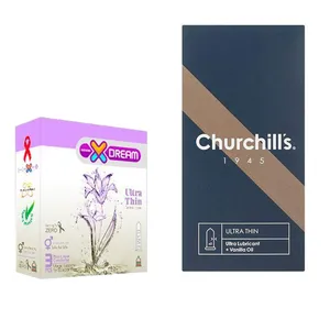 کاندوم چرچیلز مدل Ultra Thin بسته 12 عددی به همراه کاندوم ایکس دریم مدل Ultra Thin بسته 3 عددی