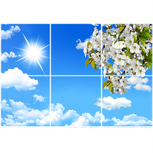 تایل سقفی آسمان مجازی طرح ابرها خورشید و گل کد ST 2531-6 سایز 60x60 سانتی متر مجموعه 6 عددی