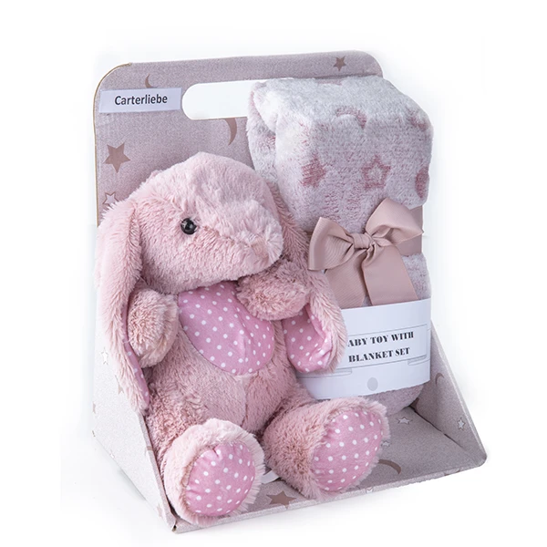 پتو نوزاد کارترلیب مدل 01 سایز 95*85 سانتی متر به همراه عروسک خرگوش