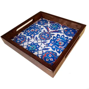 سینی دسته دار مدل اسلیمی کد 14 سایز 23×23 سانتی متر