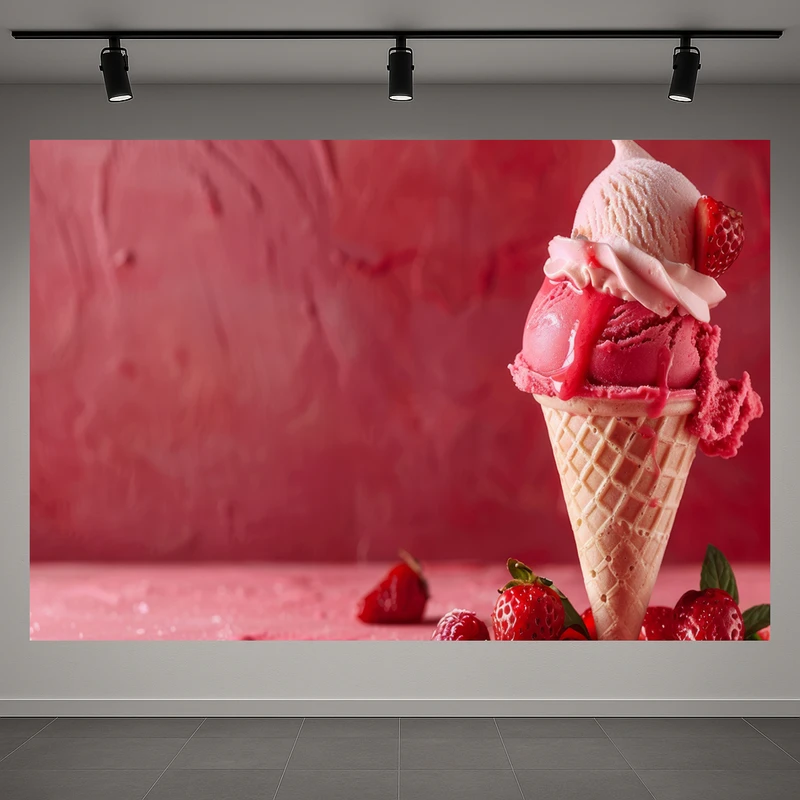 پوستر طرح بستنی قیفی مدل توت فرنگی کد AR3058942