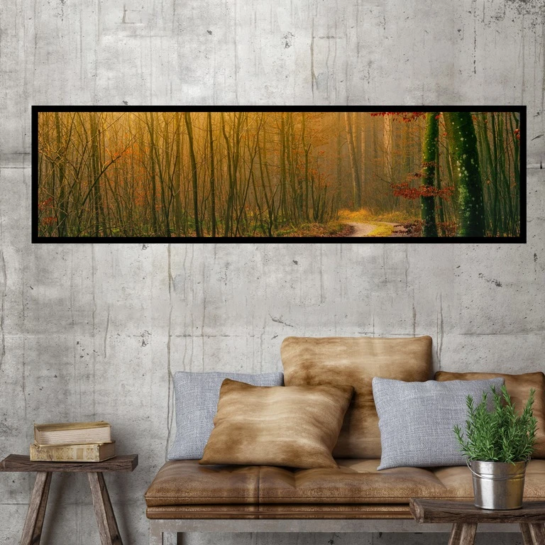 تابلو بکلیت طرح طبیعت جنگل و مه مدل کشیده B-7582