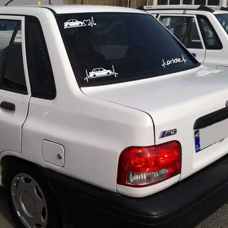 برچسب بدنه خودرو ماتریسیو طرح ضربان قلب ماشین پراید کد M298 مجموعه 3 عددی